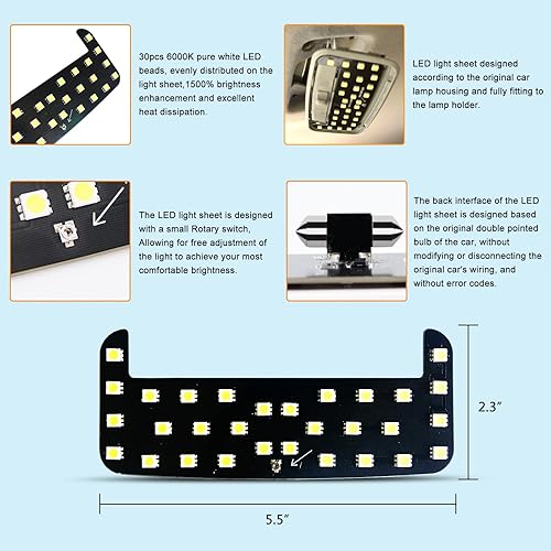 Miniatura 5 de Hoja de luz LED súper brillante de 6000 K, luz blanca pura, brillo de las luces se puede ajustar, se adapta a la luz trasera interior del automóvil