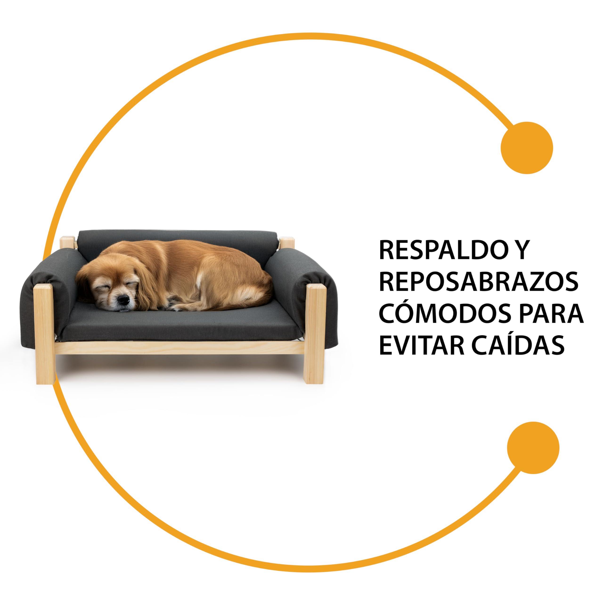 Ferplast Cama para Perros y Gatos en Madera certificada FSC® con cojín Suave, Estilo, Comodidad y Durabilidad, 70 x 44 x h 29 cm.