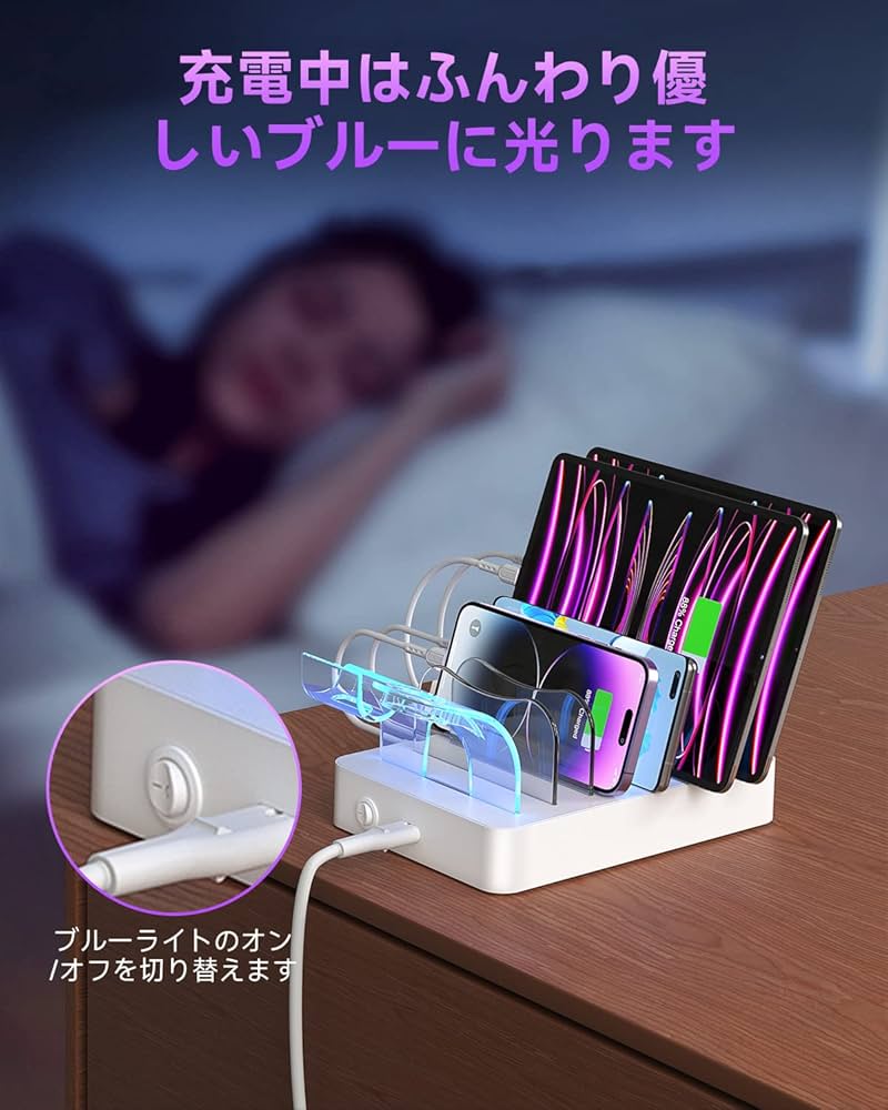 Amazon | 複数のデバイス用の首佩6ポートUSB-C PD急速充電