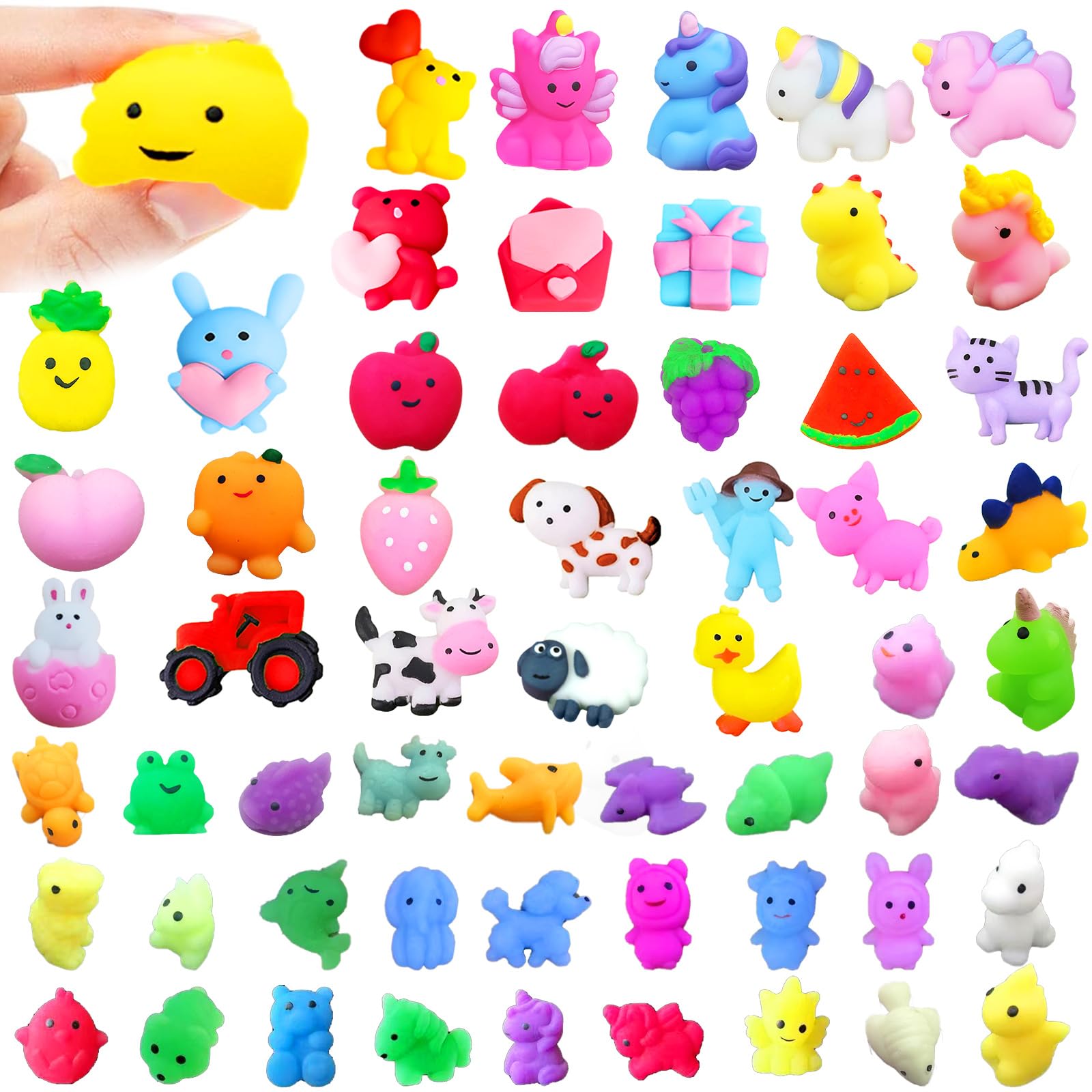 150 Pcs Mochi Squishy Toys Mini Stress Relief Toys Kawaii Squishies Party Favors,Classroom Prizes,Easter Eggs,Birthday Gift,Goodie Bag Stuffers