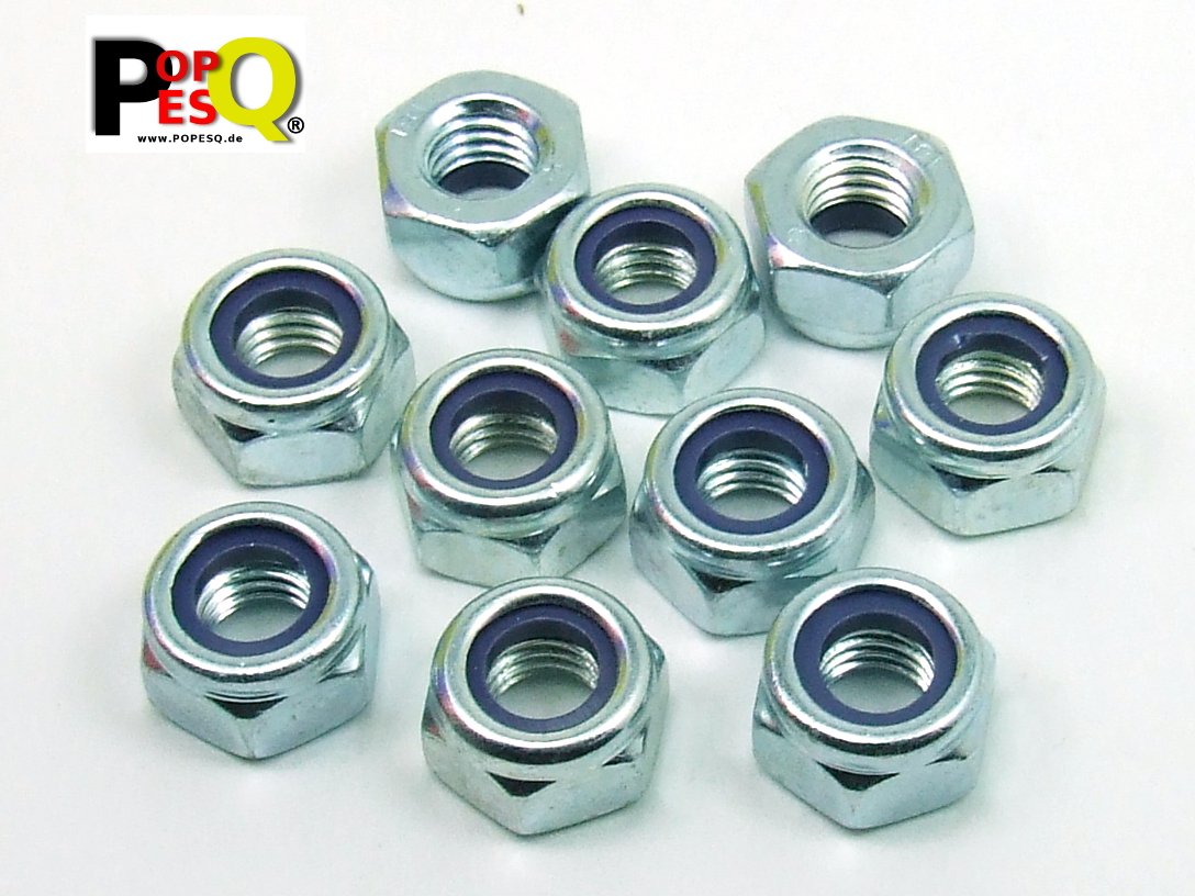 POPESQ® - Pack of 10 /ps x M10 nut/nut self-locking steel - zinc steel - zinc #A1866