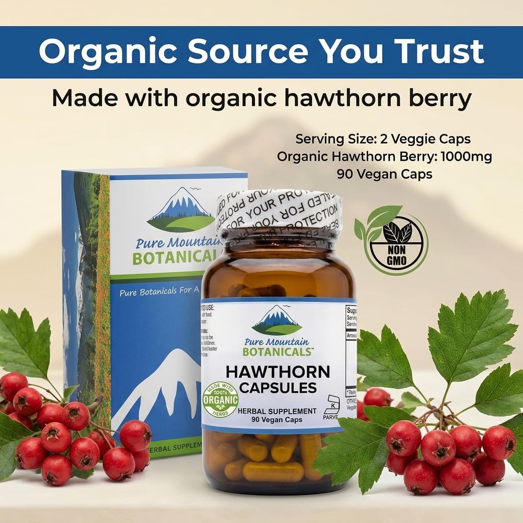 Pure Mountain Botanicals Hawthorn Berry Capsules - 1000mg Organic — Amazon image 3