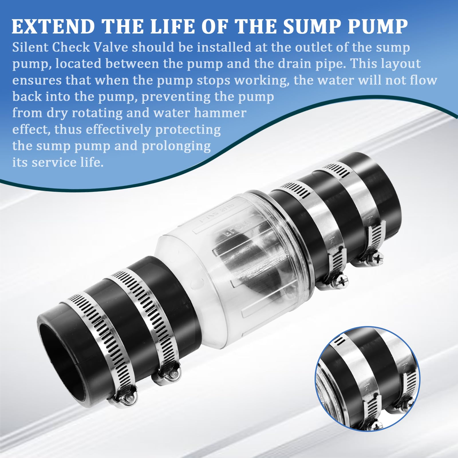 Water Hammer Noise Reducer 1 1/2 Inch Silent Sump Pump Check Valve ...
