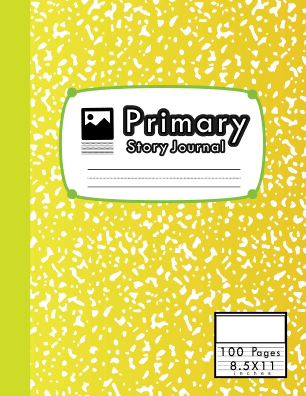 Primary Story Journal: Yellow Marble Primary Composition Notebook with Picture Space | Grades K-2 | 100 Pages | Large 8.5x11 | Draw and Write Journal