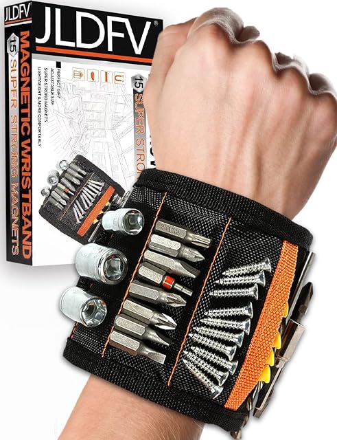 Father's Day Gift Magnetic Wristband - Magnetic Tool Wristband with 15 Powerful Magnets,Magnetic Tool Strip for Holding Nails Screws Drill,Valentines Gifts, Gifts for Dad, Gifts Father's Day