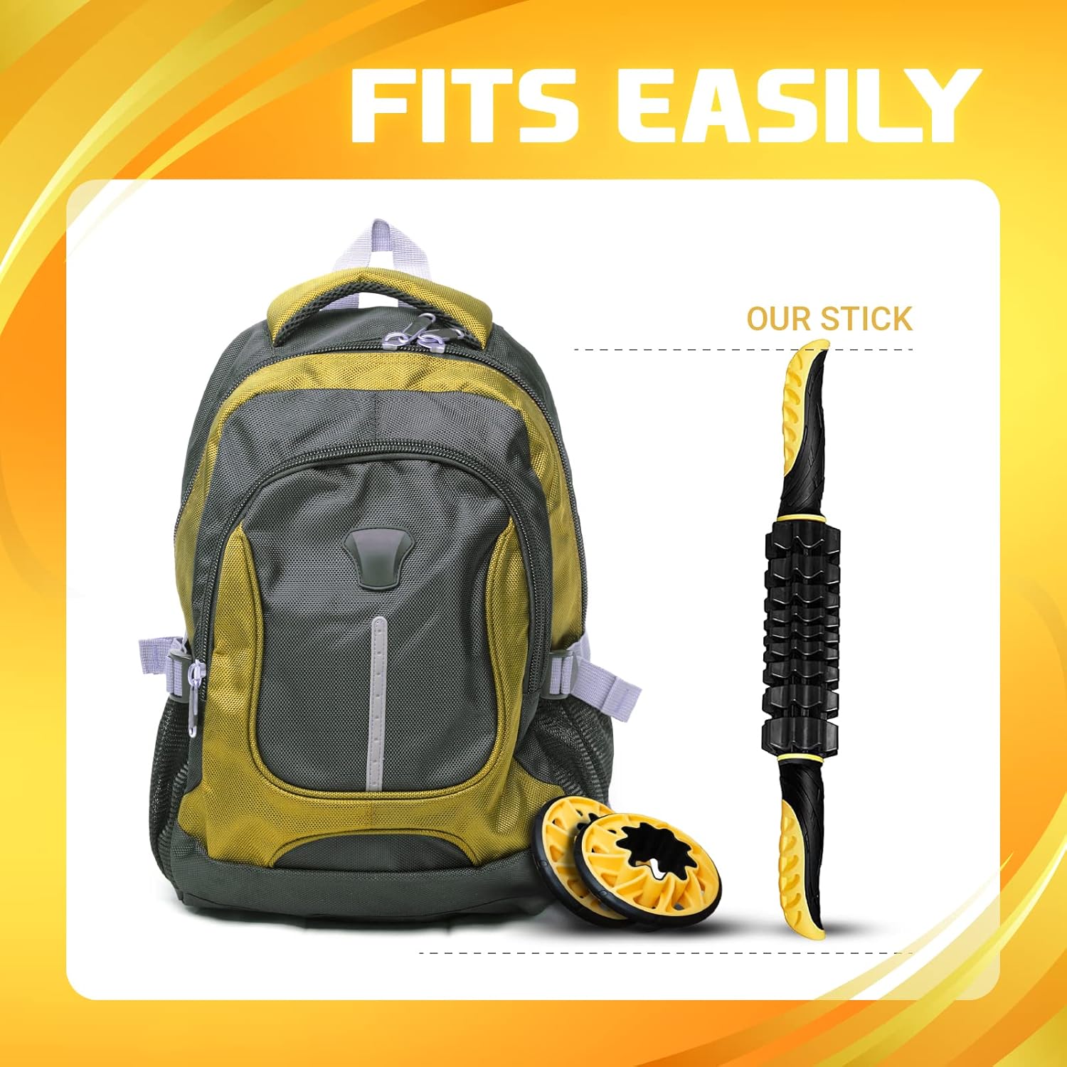 Yes4All, Premium Muscle Roller Stick/Combo With Foam Roller 24" For Everyone - Advanced Massage Roller For Relief Muscle Soreness With Trigger Points, Travel Size, 4 Wheels - Image 5