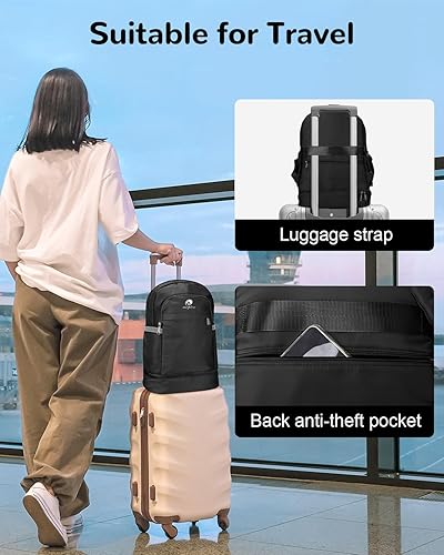 Miniatura 5 de Mochila de gimnasio de 28L, bolsa de gimnasio grande, mochila de entrenamiento, mochilas deportivas compactas para bailar y nadar, Negro -, 28 l,