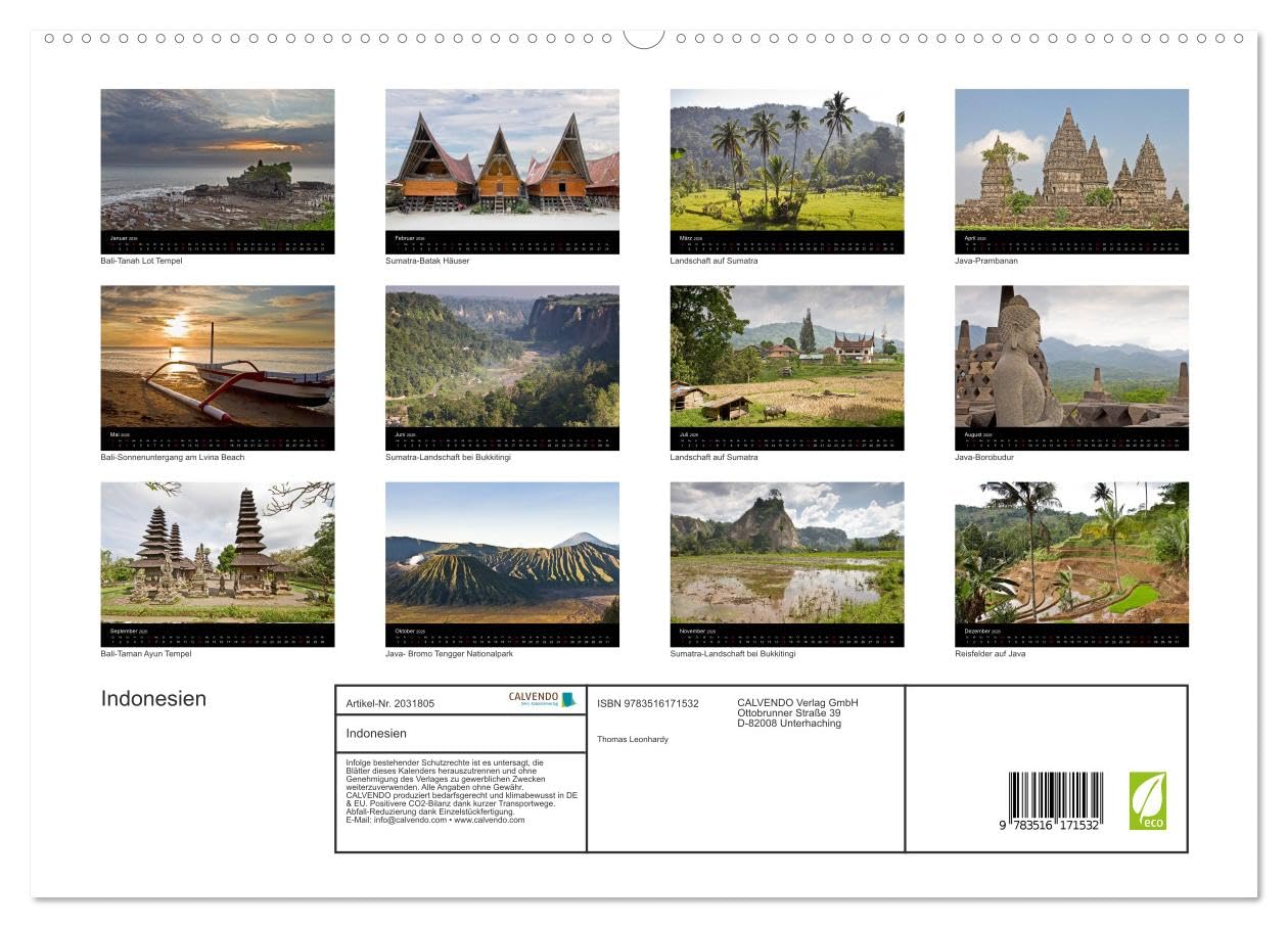 Indonesien (hochwertiger Premium Wandkalender 2026 DIN A2 quer), Kunstdruck in Hochglanz: 12 Fotos aus einem Land mit tausenden Gesichtern. (CALVENDO Orte)