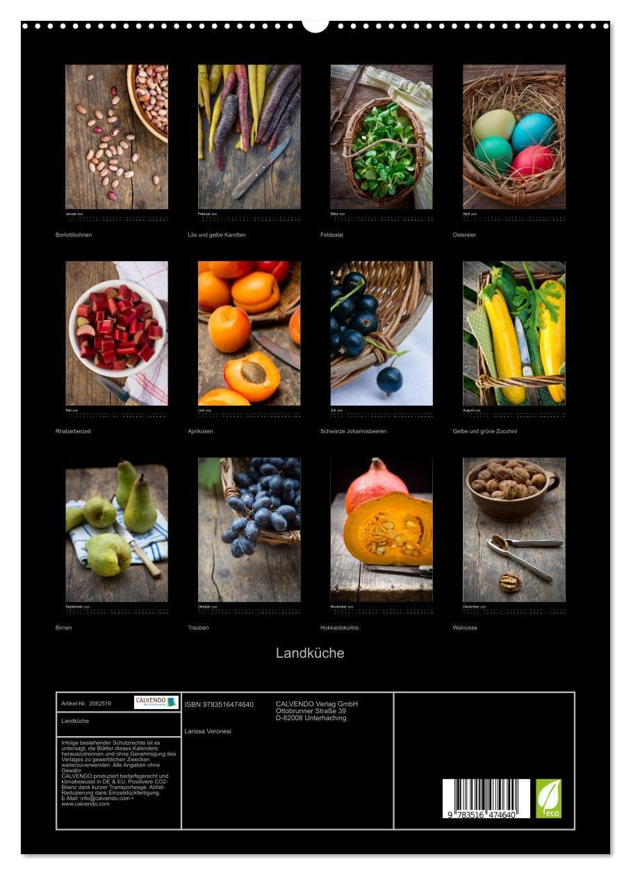 Landküche (hochwertiger Premium Wandkalender 2026 DIN A2 hoch), Kunstdruck in Hochglanz: Natürlich durchs Küchenjahr (CALVENDO Lifestyle)