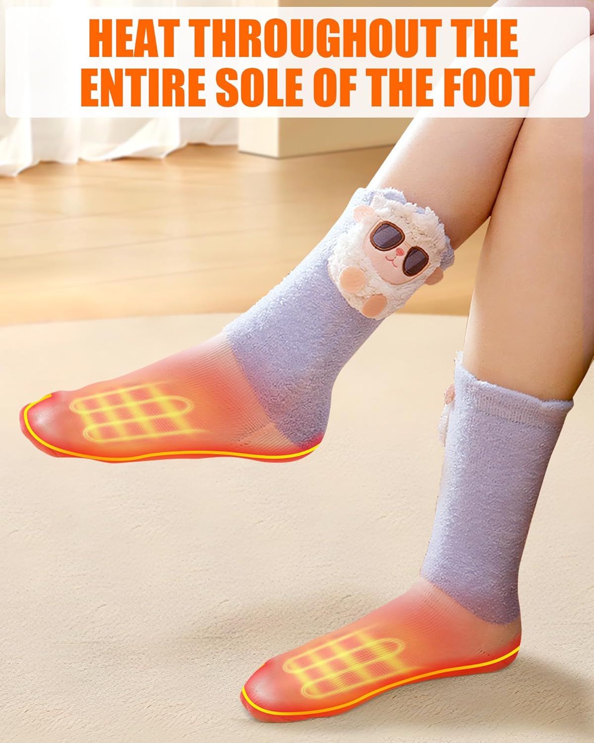 Heated Socks for Kids and Women - Boys and Girls Cute Electric Heating Socks,Upgraded 4000mAh Battery Pack (Not Ski Socks) (Blue for Women Adult, S/M)