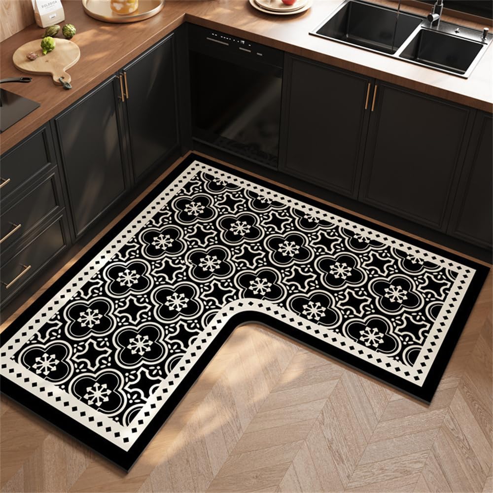 Tappetino da cucina antiscivolo lavabile in diatomite moderno assente bagno ingresso tappeto classico nero 120x120x45cmKitchen Decor