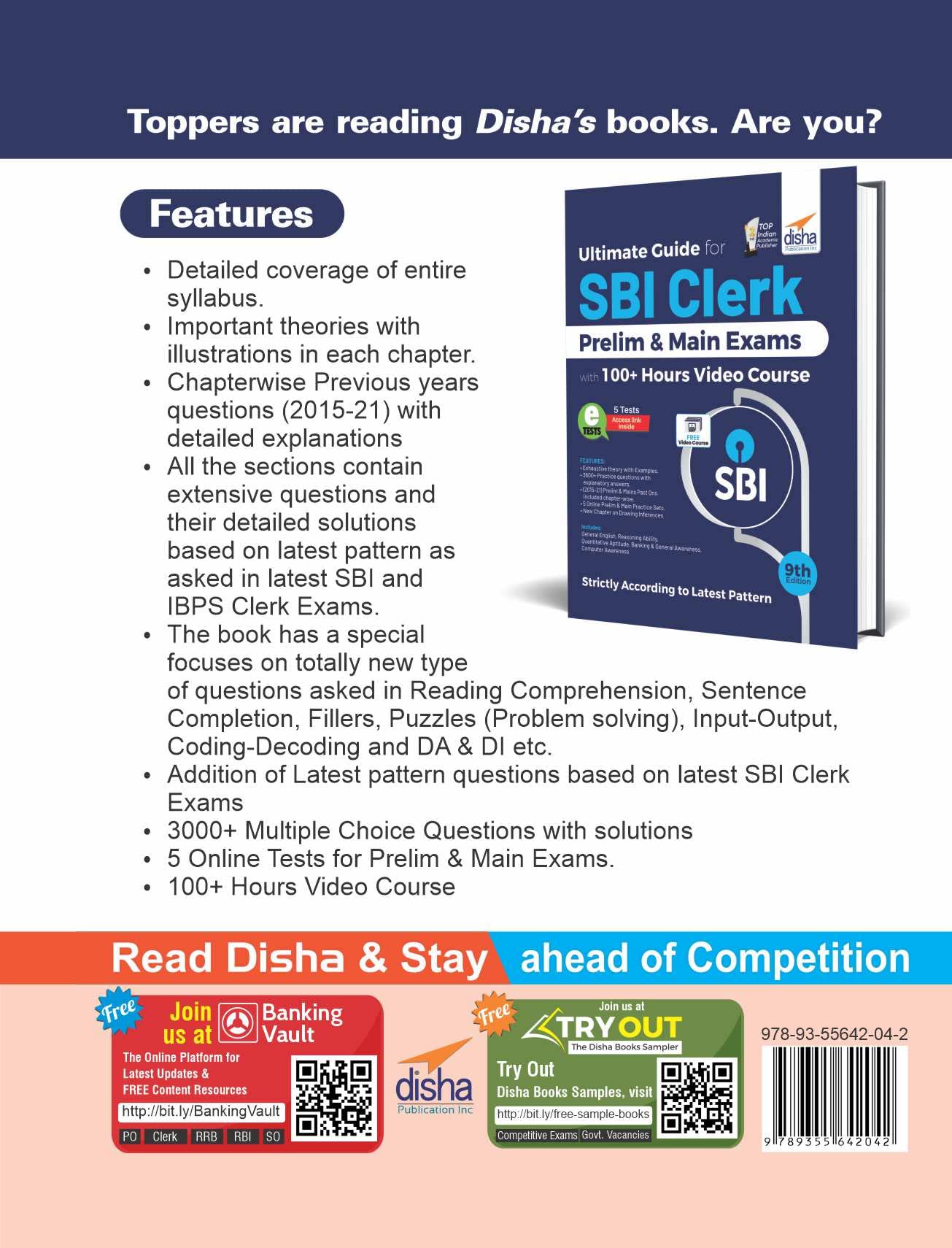 Ultimate Guide for SBI Clerk Prelim & Main Exams with 100+ Hours Video Course (9th Edition)