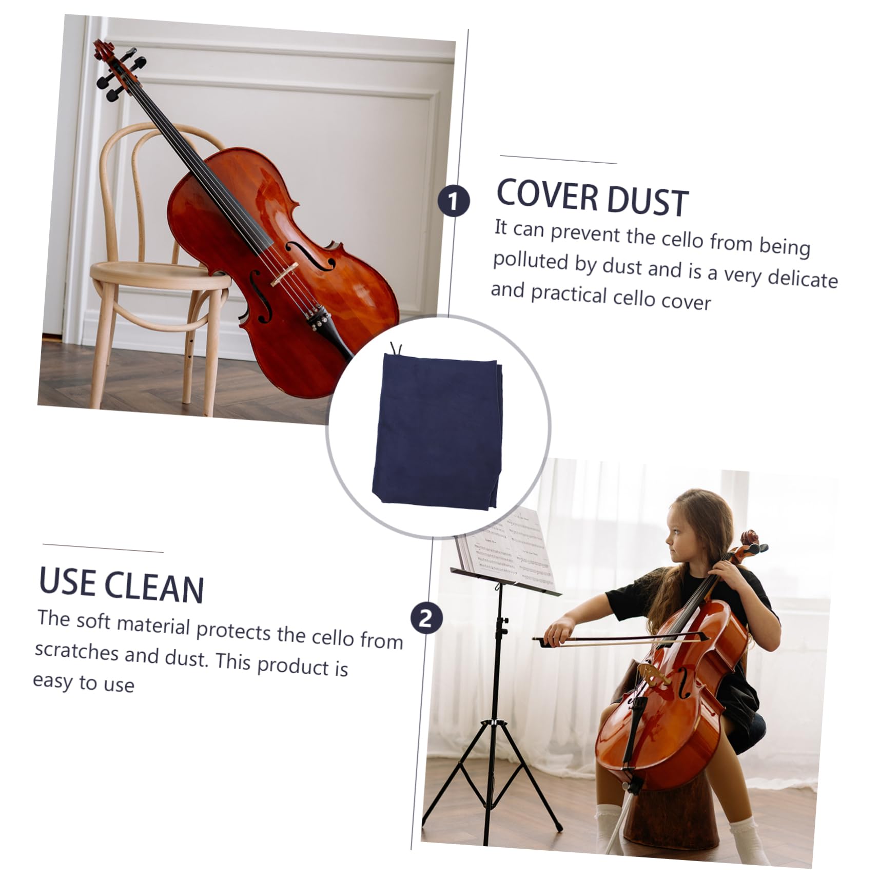 BESPORTBLE Cello Cover Durable Suede Protective Cover for Cello Easy to Clean and Reusable for Home Storage and Travel Design