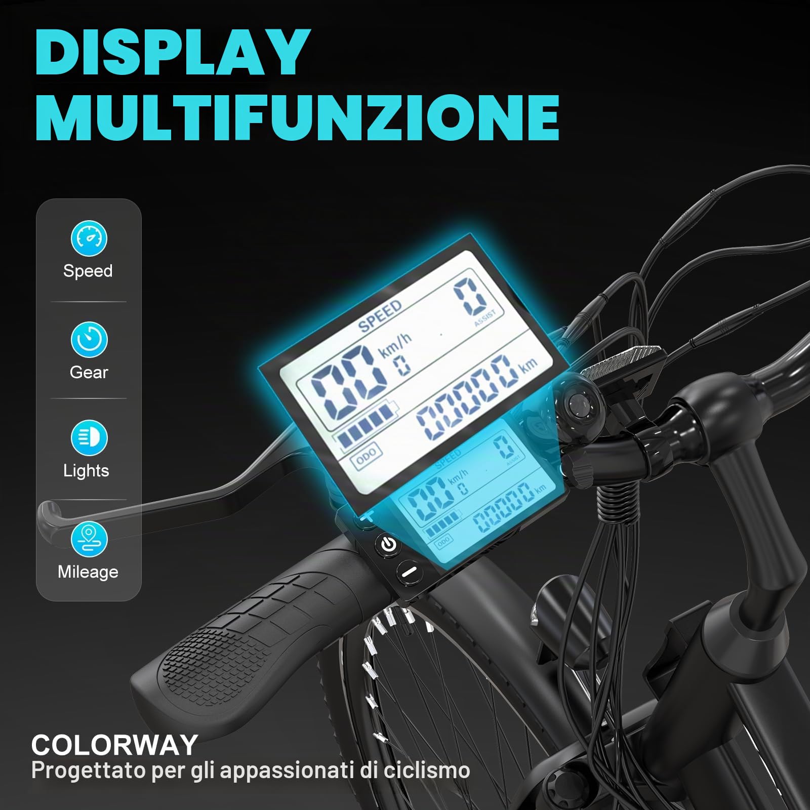COLORWAY Bici Elettrica Uomo e Donna, Pneumatici da 28 pollici, Mountain Bicicletta Elettrica, 250W/36V/15AH, freni a doppio disco, due modalità di guida,7 velocità, autonomia fino a 45-100KM