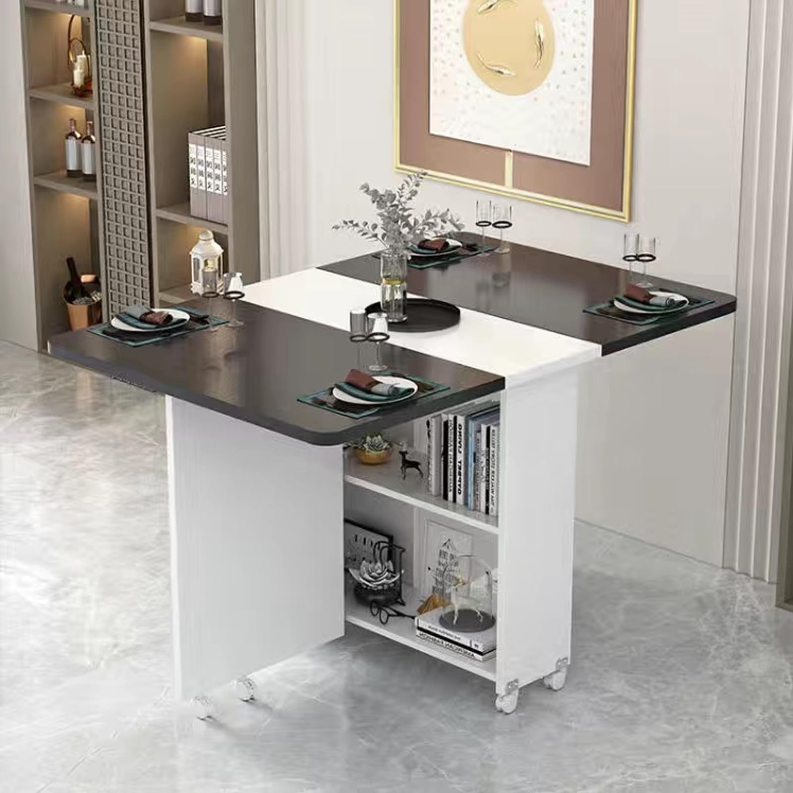 Amazon｜収納付き折りたたみダイニングテーブル、折りたたみテーブル