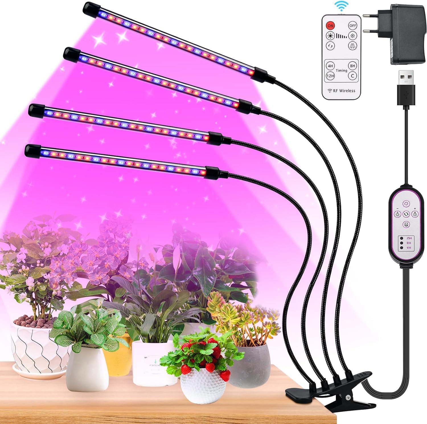 OHFAMO Grow Lights for Indoor Plants 4 Arm LED Grow Light [Energy Class A]