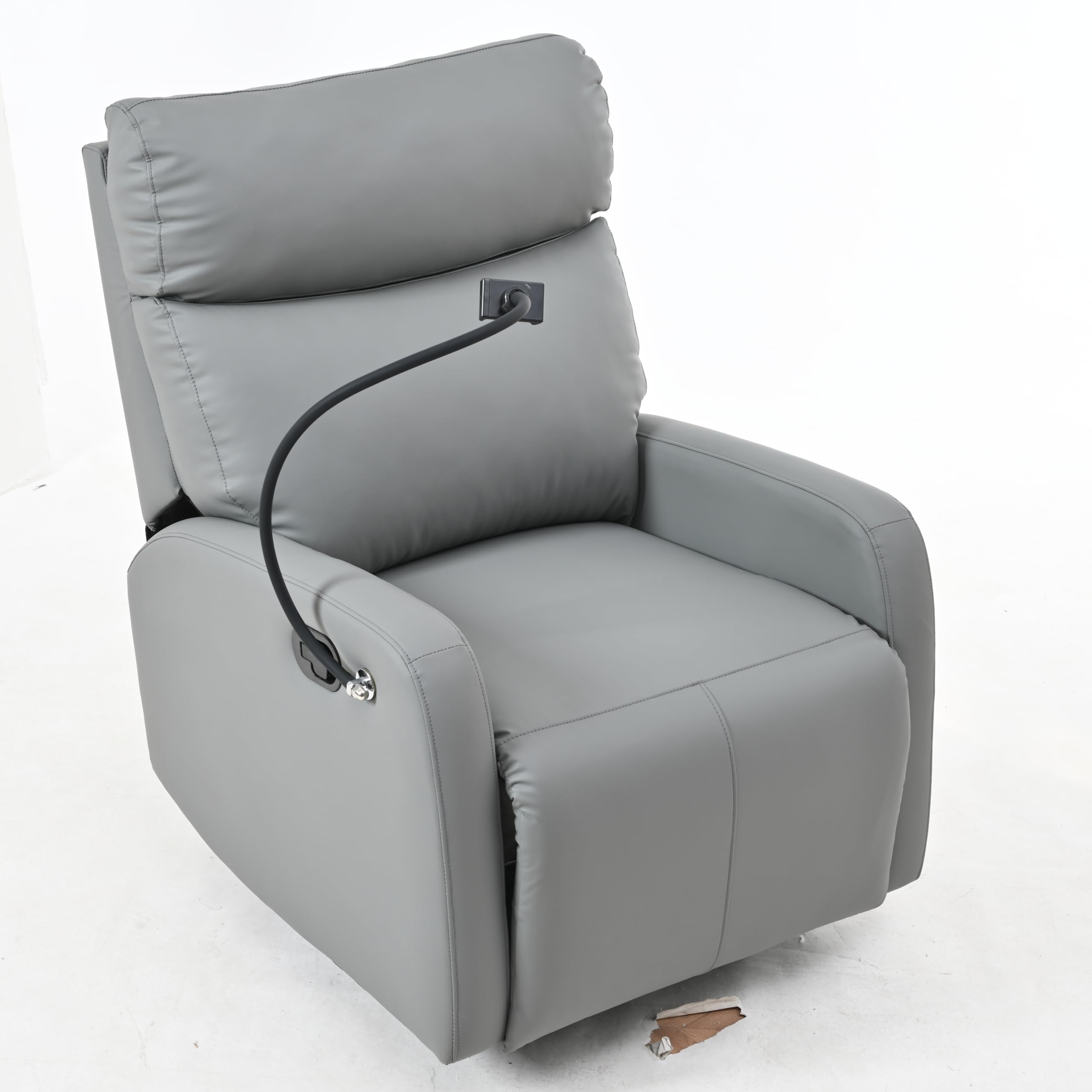 VeroFree 360 ° Nursery Rocking Chair, Modern Glider Rocker Chair for Bedroom & Living Room, Small Theater Seat with Phone Holder, Blue-Gray & Light Brown (Blue Gray + Light Brown)