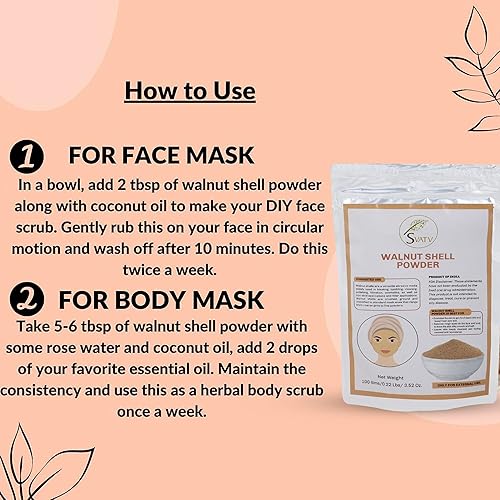 Miniatura 5 de SVATV Polvo de cáscara de nuez (Juglans regia L.) para formulación de exfoliación facial, manchas oscuras, limpieza profunda exfoliante natural de