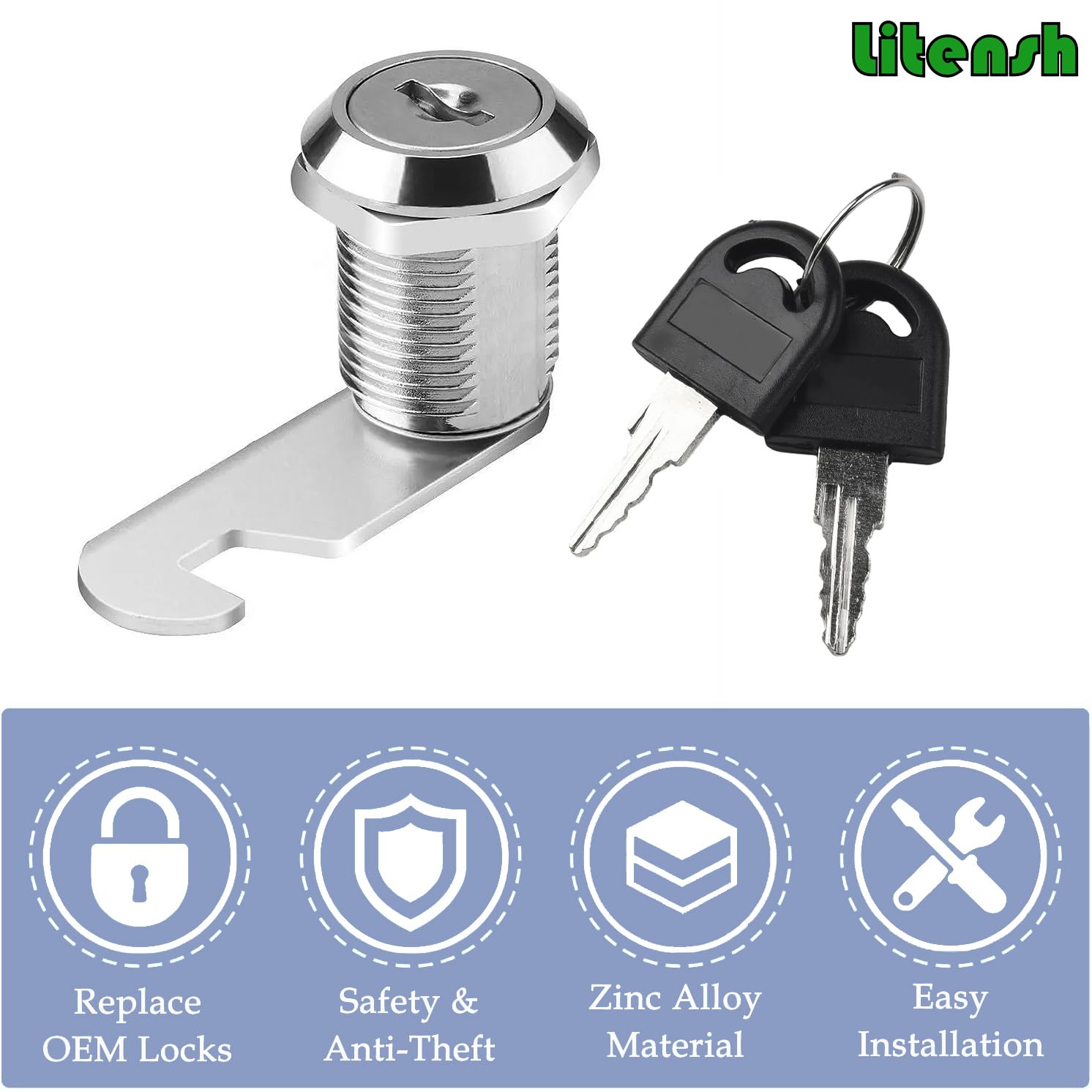 Lucchetto Con Chiave A Scatto Per Porta, Cassetto, Armadio, Serratura A Chiave Per Mobile, Cassetta Postale, Nero, 3 Pollici | Leroy Merlin - Foto 6