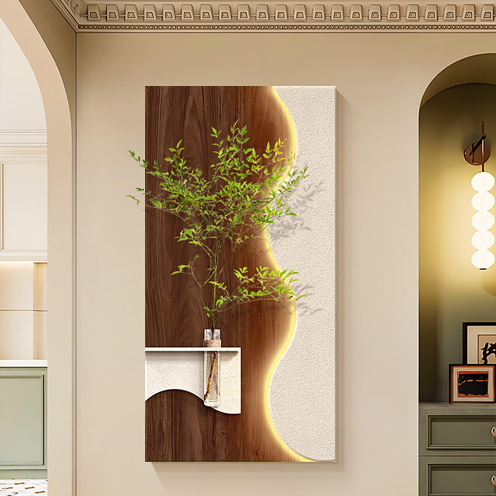 ZCQMSCWW 3D LED Minimalist Sandstone Textured Wall Sculpture Decor, Warm Light with Remote & Plug-in for Living Room, Study, Entrance(O,120 * 70cm/47.2 * 27.5in)