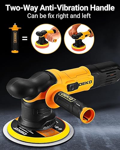 Miniatura 5 de DEKOPRO Pulidora de búfer para automóvil, pulidora orbital de doble acción de 6 pulgadas, 6 velocidades variables 1800-5500OPM, kit de pulidora