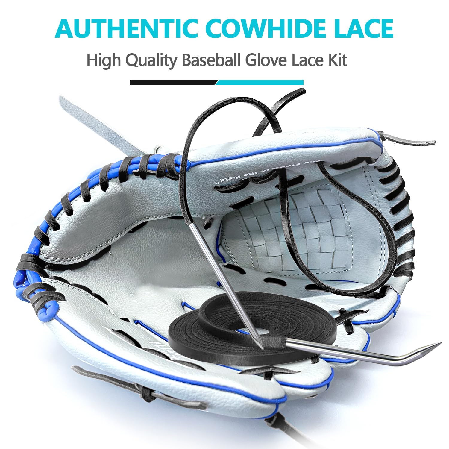 Baseball-Handschuhspitze, Handschuh-Reparaturset, Softball, 2 Lederschnürsenkel und 2 Schnürnadeln für Fanghandschuh
