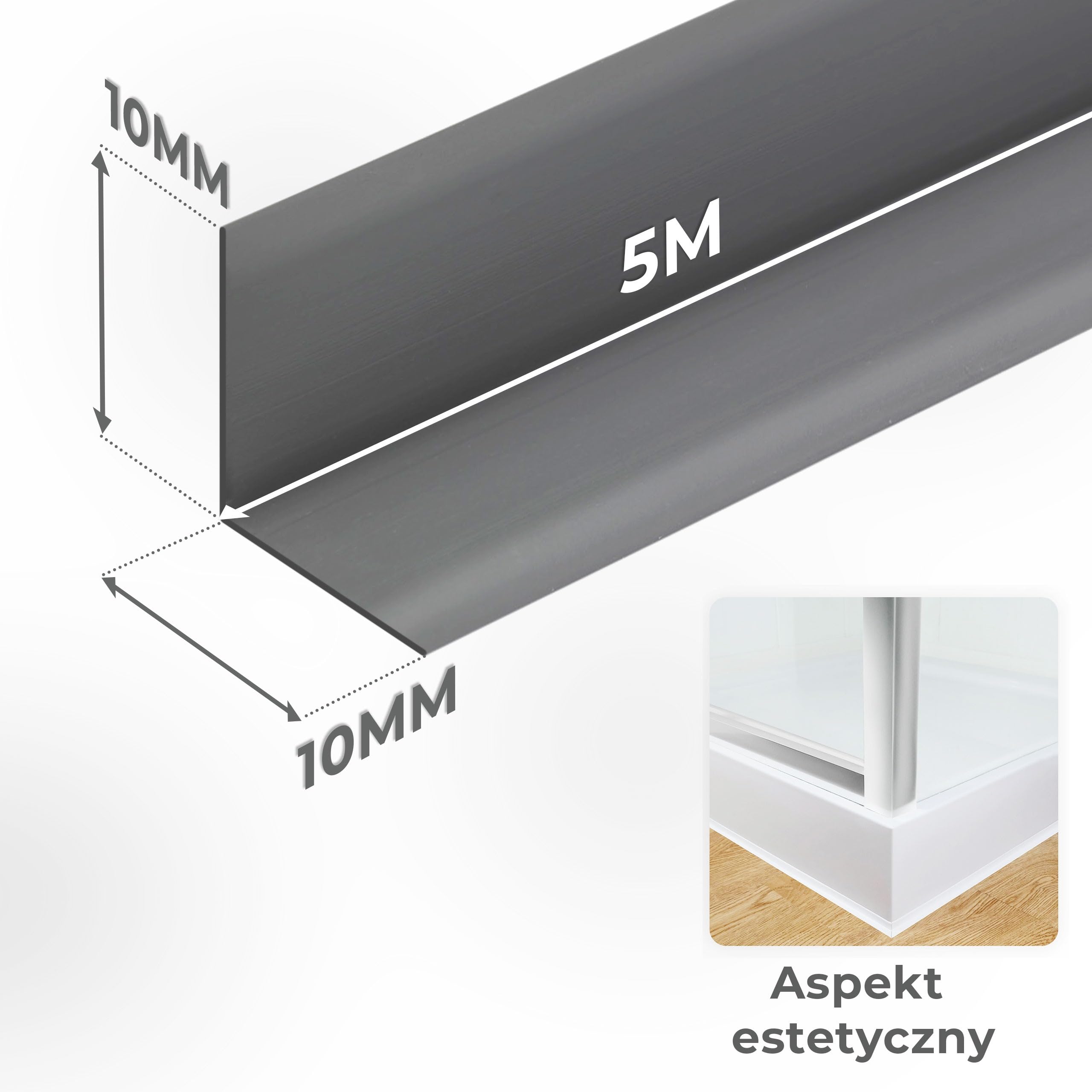 Quest Listwa wykończeniowa na taśmie piankowej PVC 10x10 mm – biały, 5 m | Miękka taśma dekoracyjna elastyczna, maskowanie szczelin i łączeń, do domu i biura, odporna na UV i wilgoć