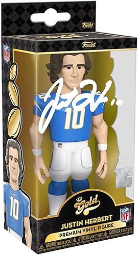 Justin Herbert Gold 5 Inch Facsimile Signed Reprint Laser Autographed Funko POP! Football NFL: Los Angeles Chargers Figurine