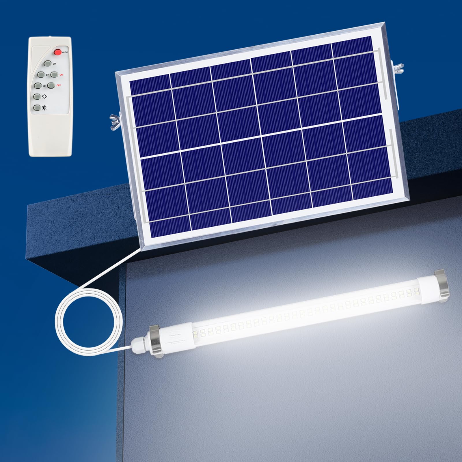 MEIHONG Solar Powered Shop Light with Dusk to Dawn Sensor