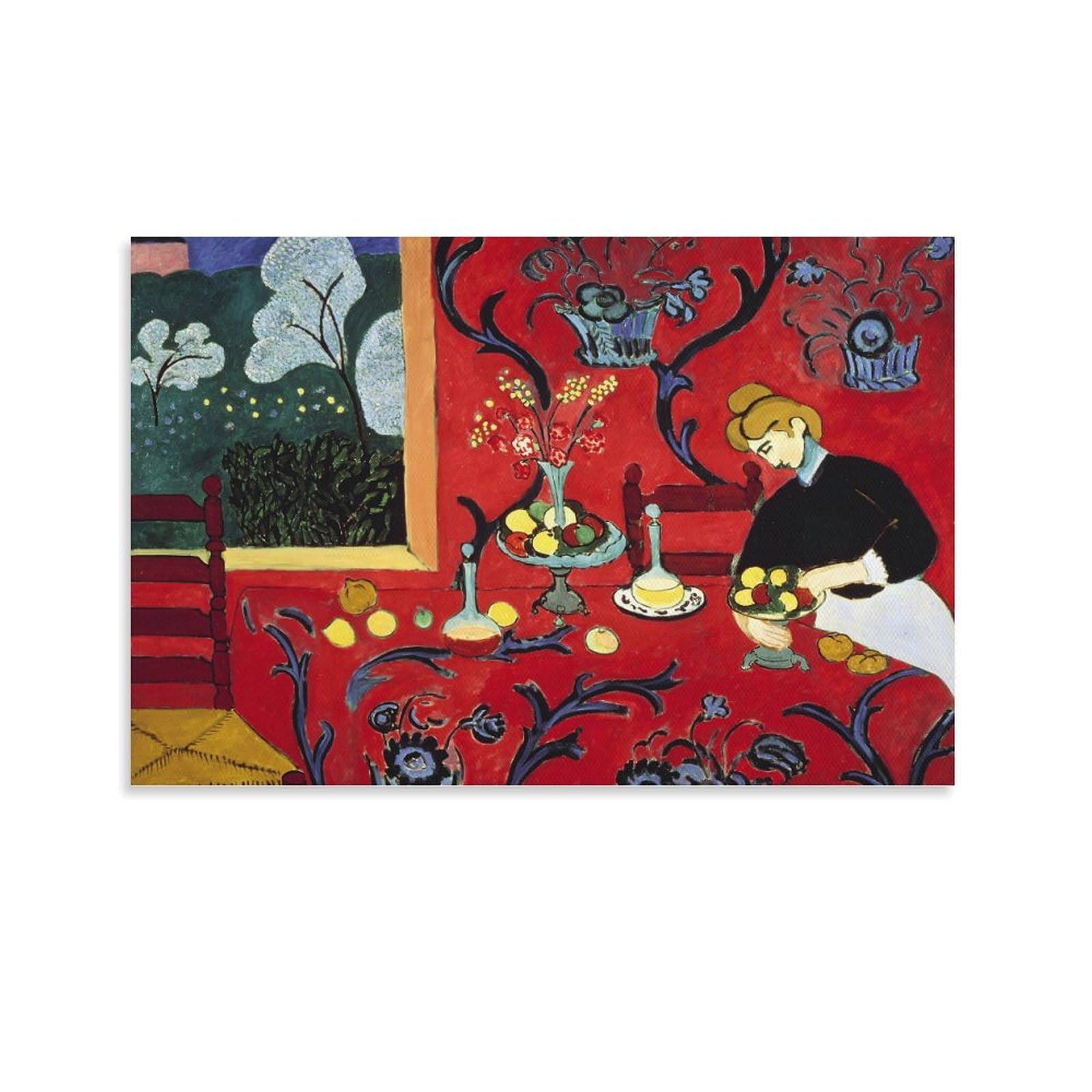 Yieanbao Unframe. Henri Matisse Poster Fauvist Famous Painting (Dessert; Harmony In Red) Canvas Print Art Poster, Wall Art Home Decoration Painting; Unframe; 16X24inch(40X60cm)