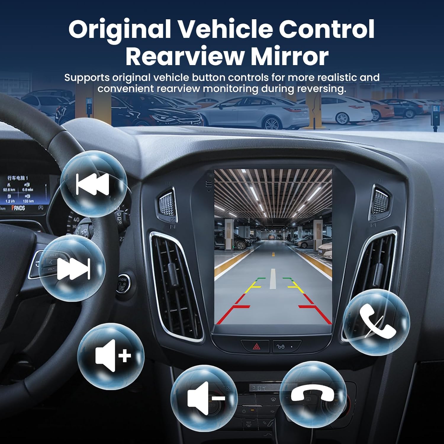 [8Core 4G+64G] Car Radio for Ford Focus 2012-2018: 9.7" HD Touchscreen Stereo with Wireless CarPlay Android Auto 5GWiFi GPS Bluetooth FM AM 48EQ SWC, 1080P Backup Camera