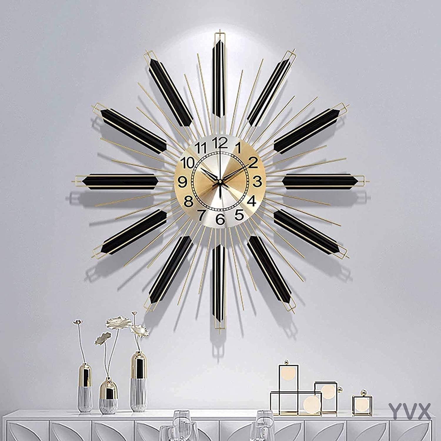 Horloge Murale 3D en Métal pour Salon, Cuisine, Bureau Et École - Décoration Artistique À Quartz Silencieux, Design Moderne, sans Tic-Tac, Décoration Élégante pour La Mai,
