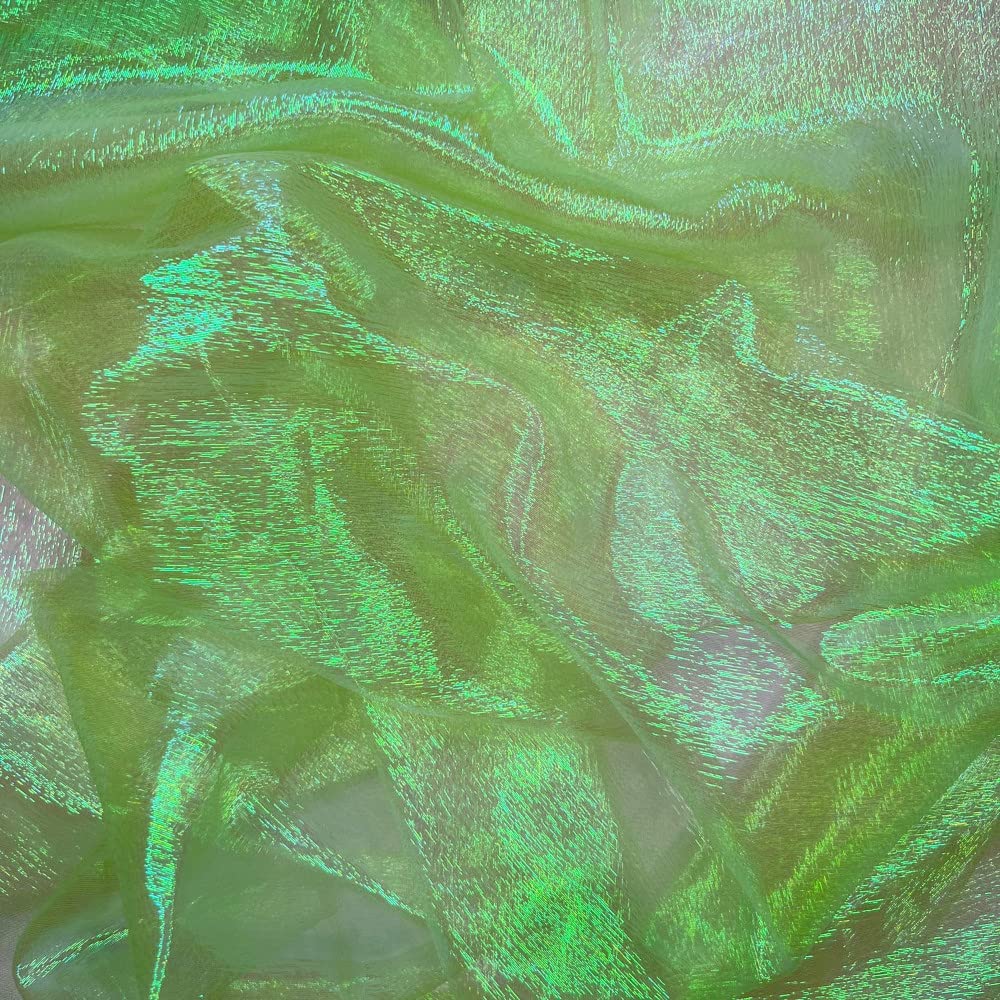 Oh Sew Crafty Limited Lemon Shimmer Organza Fabric Pearlescent Iridescent Bridal Wedding Veil 130Cm Wide Sold Per Metre (Lemon)