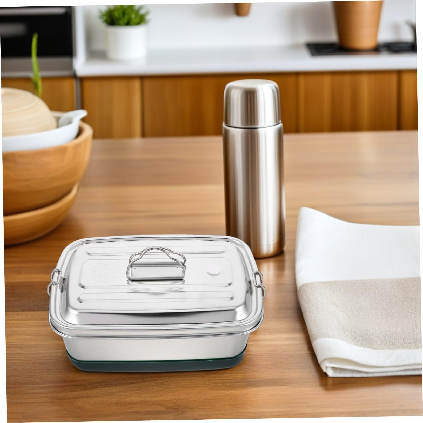 Alipis Boîte à Lunch en Acier Inoxydable à 3 Compartiments Argenté