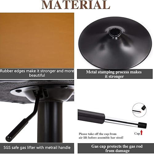 Miniatura 25 de Glitzhome Mid Century - Juego de 2 taburetes de bar ajustables de cuero giratorio vintage con respaldo y reposapiés, taburetes de bar modernos de