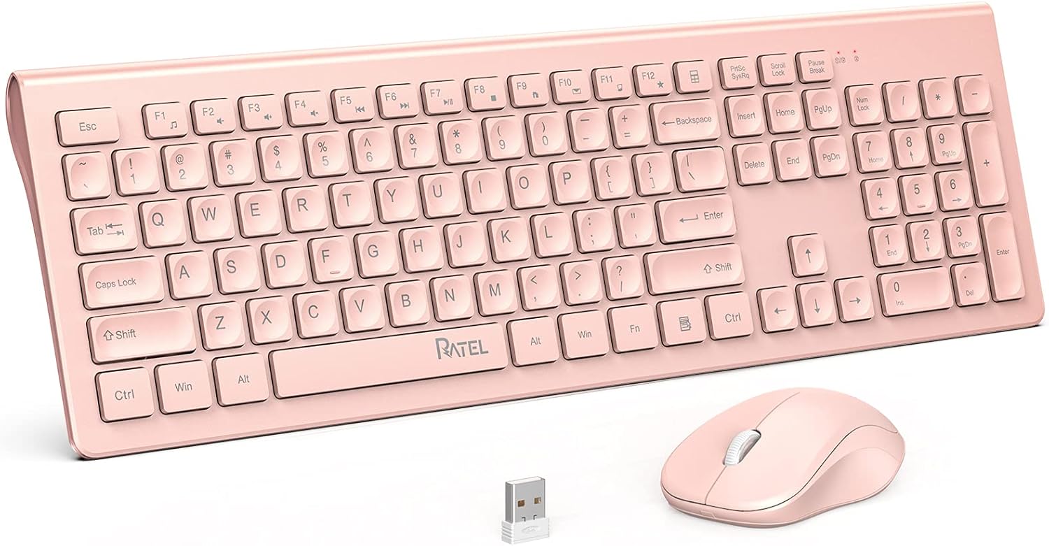 Wireless Keyboard and Mouse Combo, RATEL 2.4GHz Full Size