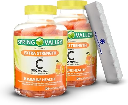 Spring Valley - Gomitas de vitamina C, 500 mg sabor naranja, 120 unidades extra fuertes para la salud inmunológica, suplemento dietético, gomitas disponible en Yaxa Guatemala