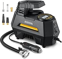 AstroAI Portable Tire Inflator Air Compressor - 100 PSI Digital Pump w/ Auto Shutoff, 9.8ft Cord, LED Light for Car Tires, Bikes, Balloons - Yellow