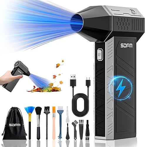 Miniatura 10 de Plumero de aire eléctrico  Plumero de aire comprimido de 130,000 rpm, soplador de secado a chorro ajustable de 3 engranajes, lata reutilizable para