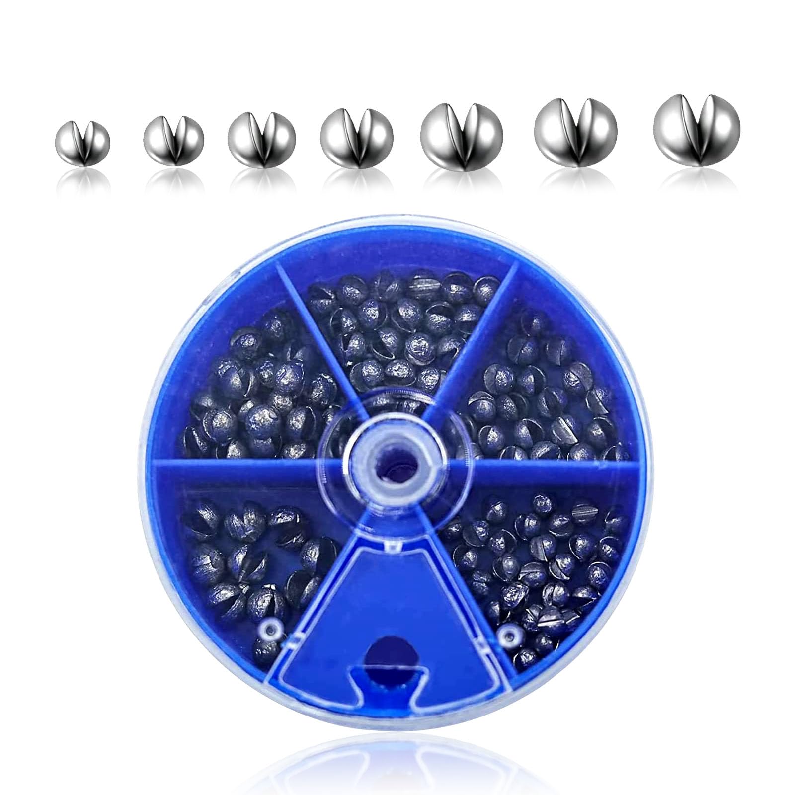 Set De Plombs De Pêche 179 Pièces - 7 Tailles (0.2g à 1.5g) - Plombs Billes Split Shot - Pour Ligne Et Appât - Boîte De Rangement