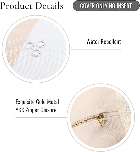 Miniatura 5 de Hofdeco Premium Funda de almohada otoñal para patio interior y exterior, 20 x 20 pulgadas, repelente al agua para patio trasero, sofá, flecos de