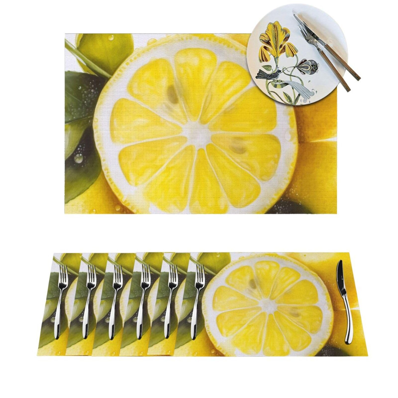 Set de table PVC résistant à la chaleur antidérapant lot de 4 citrons