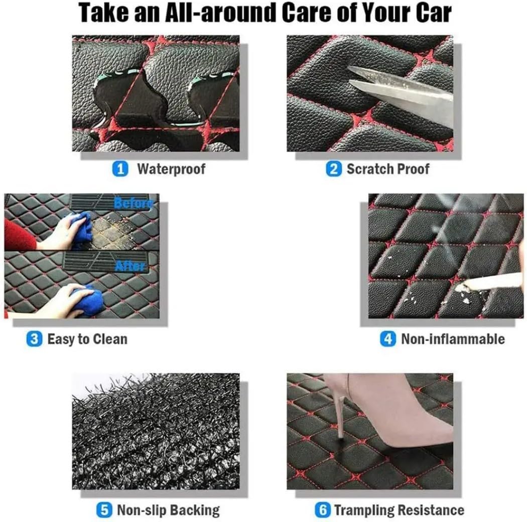 Custom Car Floor Mats Compatible with A/B/C/E/S/ML/GL/GLA/GLC Class W169 W203 GLE GLK GLS SL SLC SLK etc Non-Slip Waterproof Leather Carpets 2003-2024 (Black)