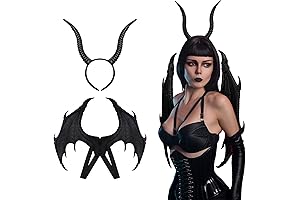 2 Pieces Women Black Devil Costume Accessories - Halloween Women Horn and...