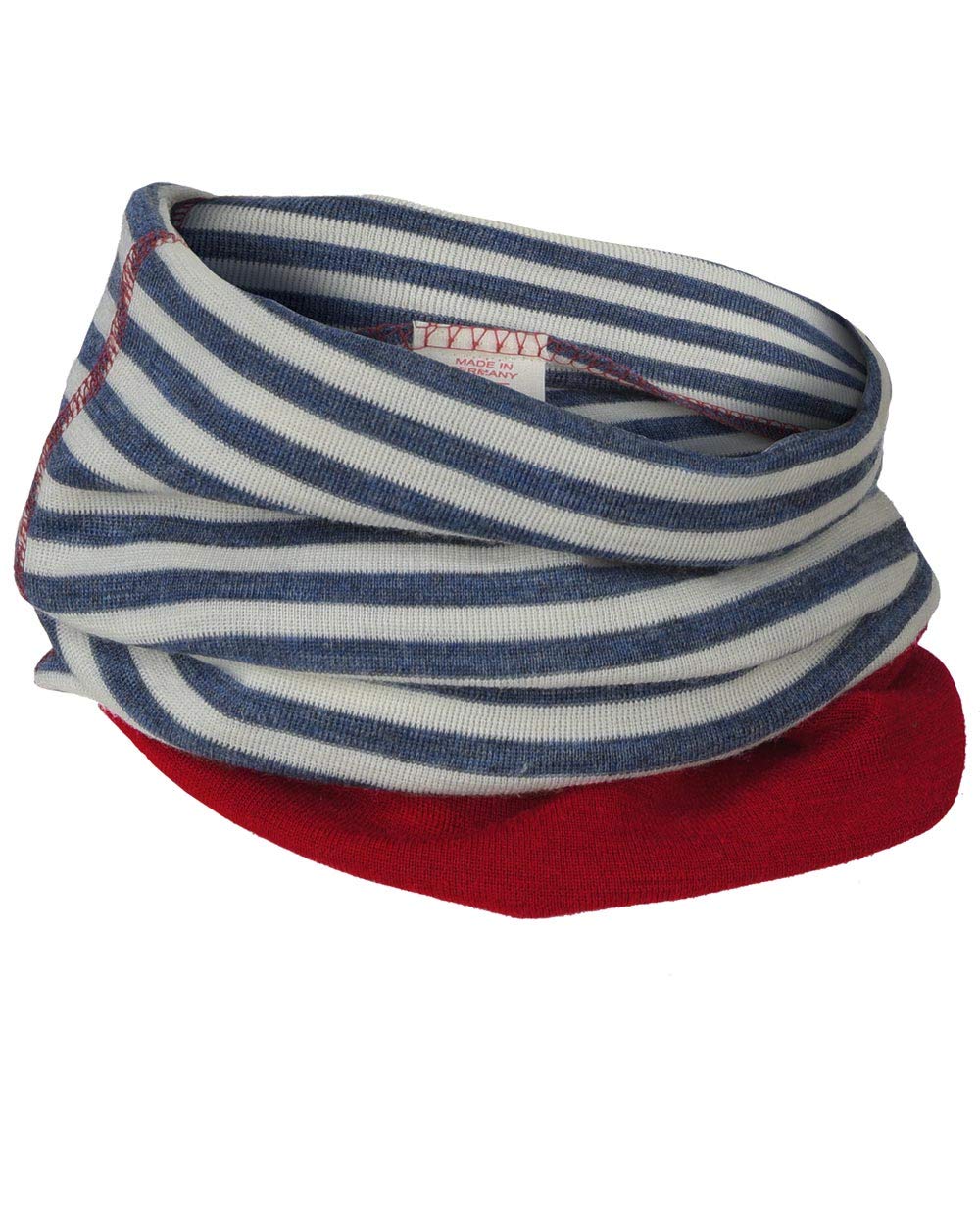 Engel 100% merino wool children loop scarf snood neck warmer boy girl, Blau Melange/Natur, One size - approx. from 5 till 12 years old.