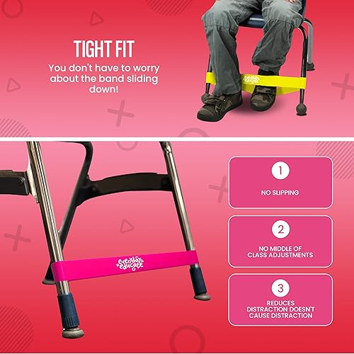 Miniatura 4 de Bandas de silla para niños con pies inquietos, bandas antiestrés para silla de aula, asientos, escritorio o bandas de rebote (12) - Varios colores