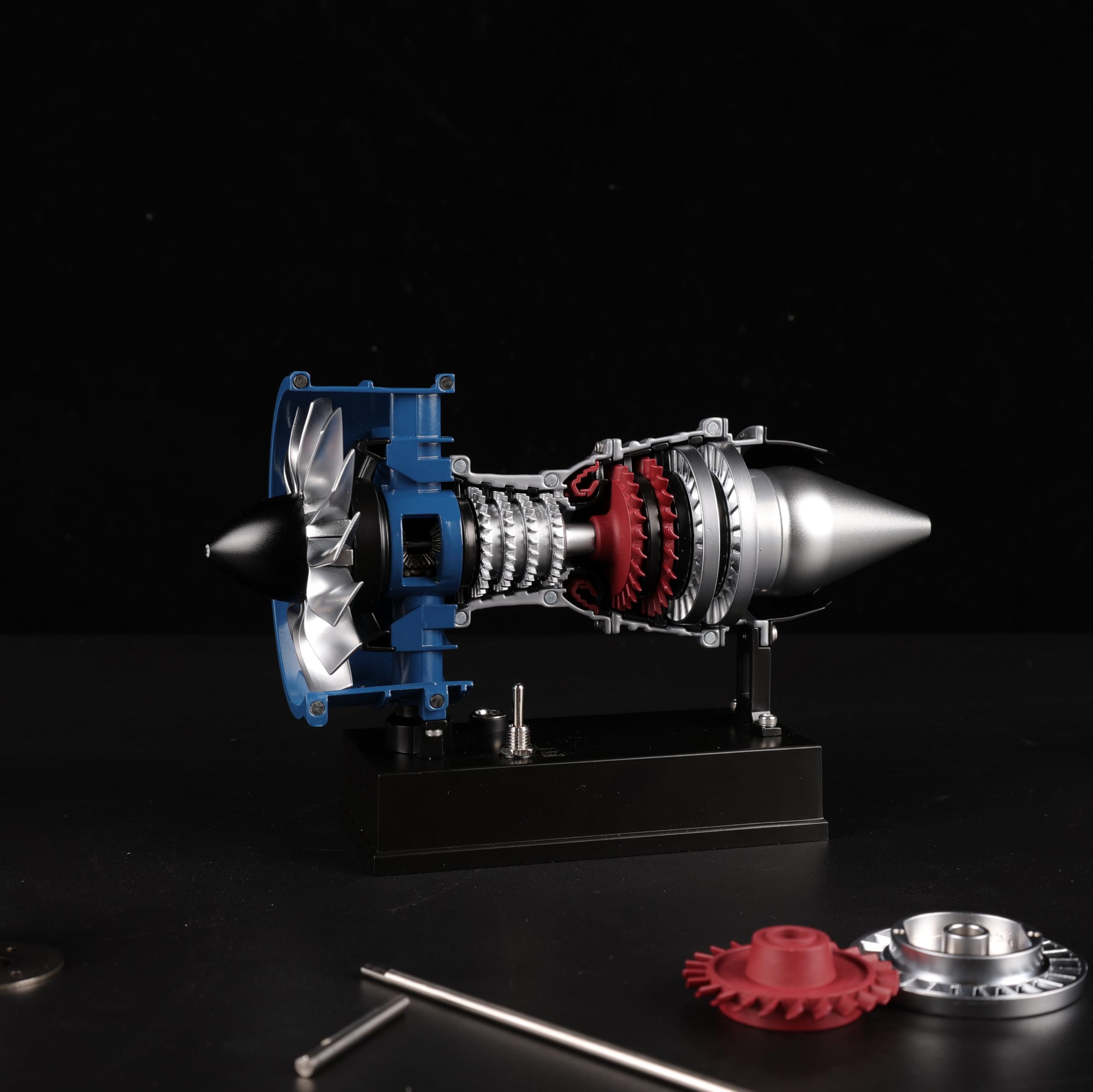 DM122 -Mini Kit di modellino in metallo Turbofan che funziona, oltre 170 parti, scala 1:14, modello di motore a reazione interamente in metallo con copertura trasparente semi-sezionale