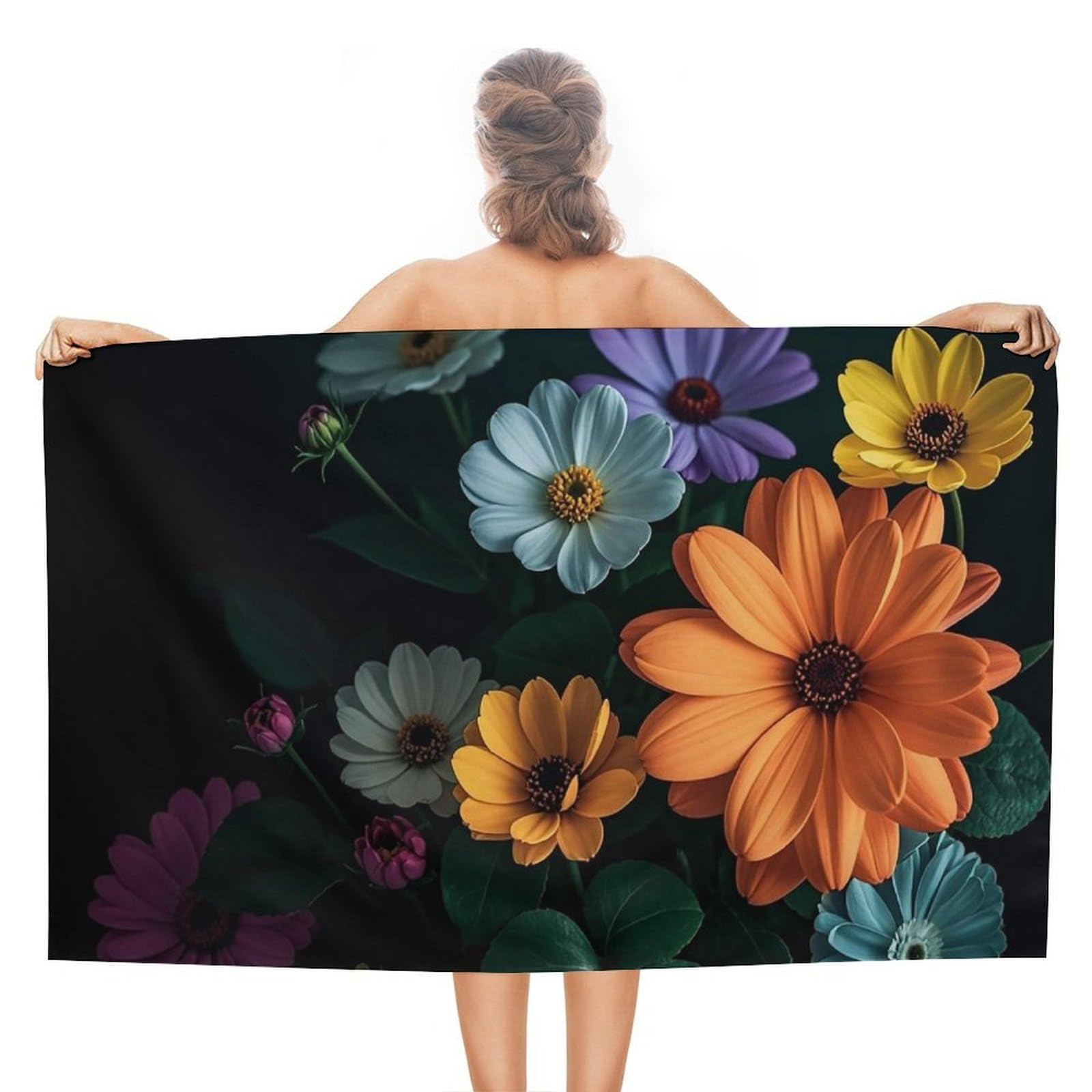 asbwuo Bright Flowers Beach Towels Extra Large Quick Dry Absorbent
