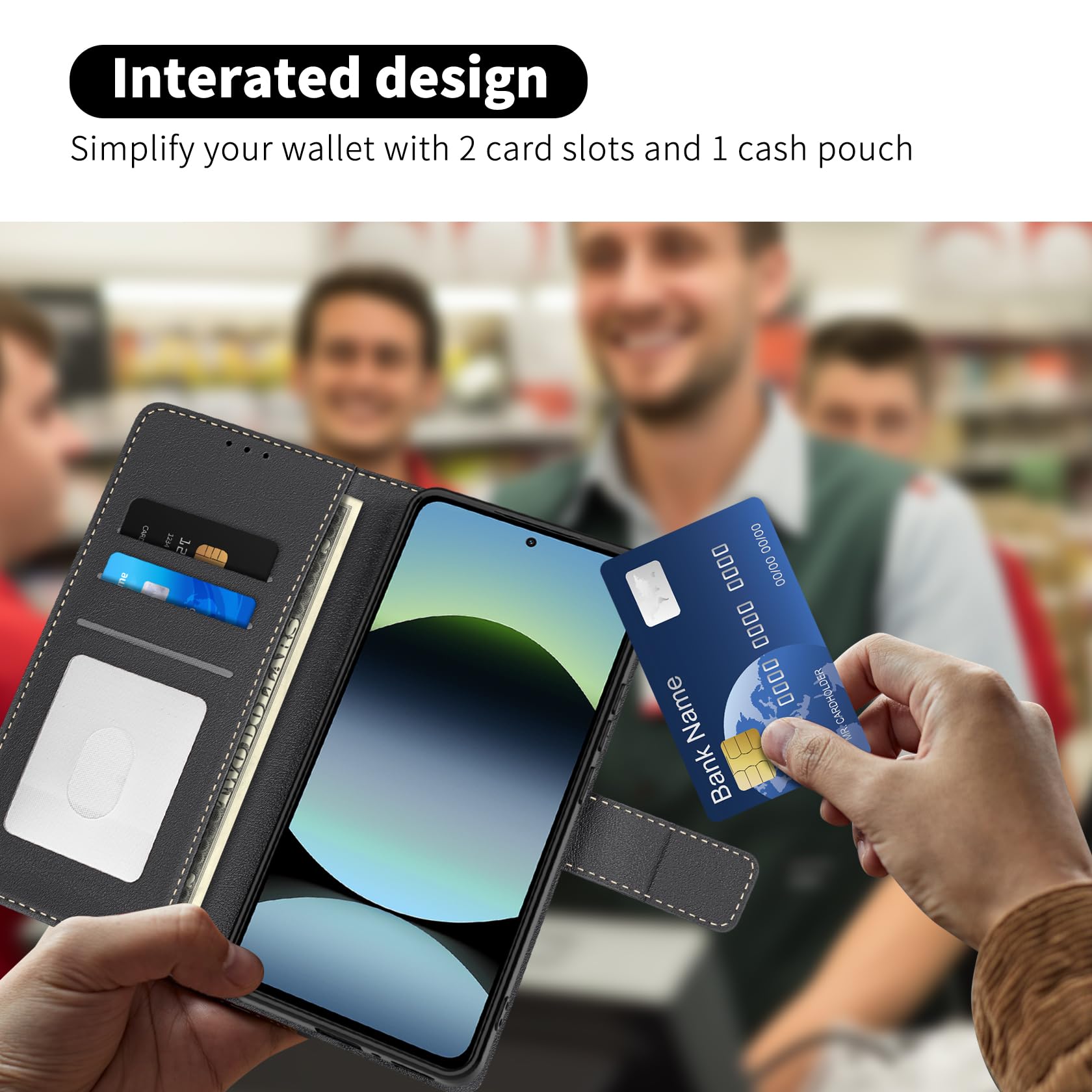 Custodia Portafoglio Per Xiaomi Redmi Note 14 5G Con 2 Pellicole Vetro Temperato - Antiurto, RFID, Viola, Supporto Integrato - 3