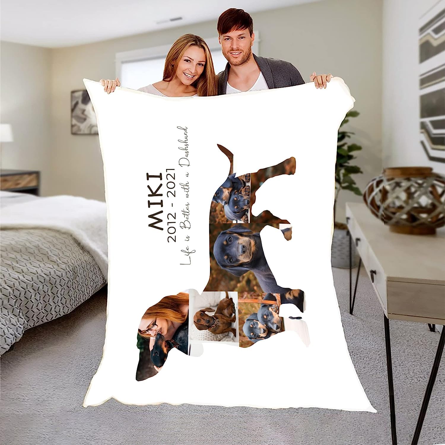 Couverture commémorative personnalisée pour chien pour les amoureux des animaux de compagnie - Appréciation des animaux de compagnie - Photo de deuil - Couverture polaire pour parents - Nom de